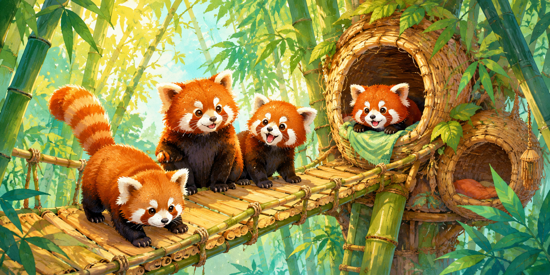 Rode panda’s in hun groene bamboewereld