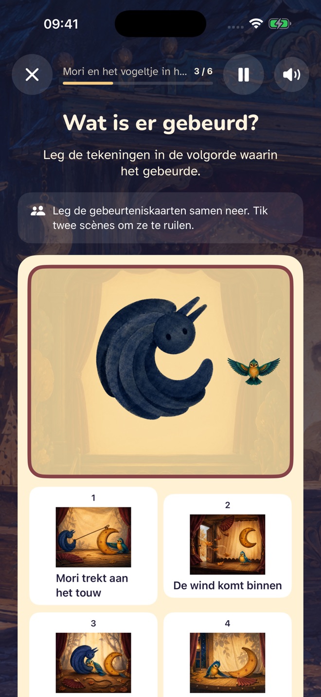 Clumori puzzle: put illustrated theater events in order